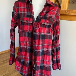 Ashley Stewart Red and Black Checkered Shirt